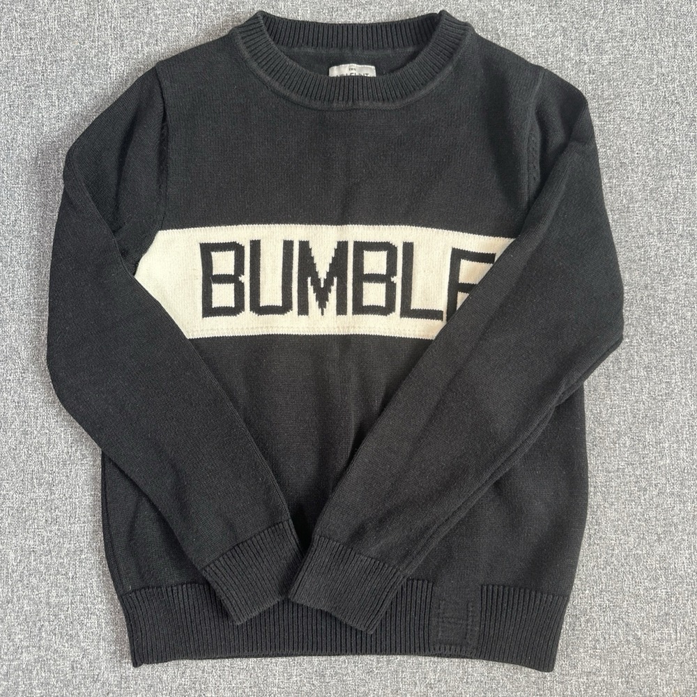 Hillflint Bumble Black‎ Knit Sweater Unisex Small Graphic Pullover Crewneck